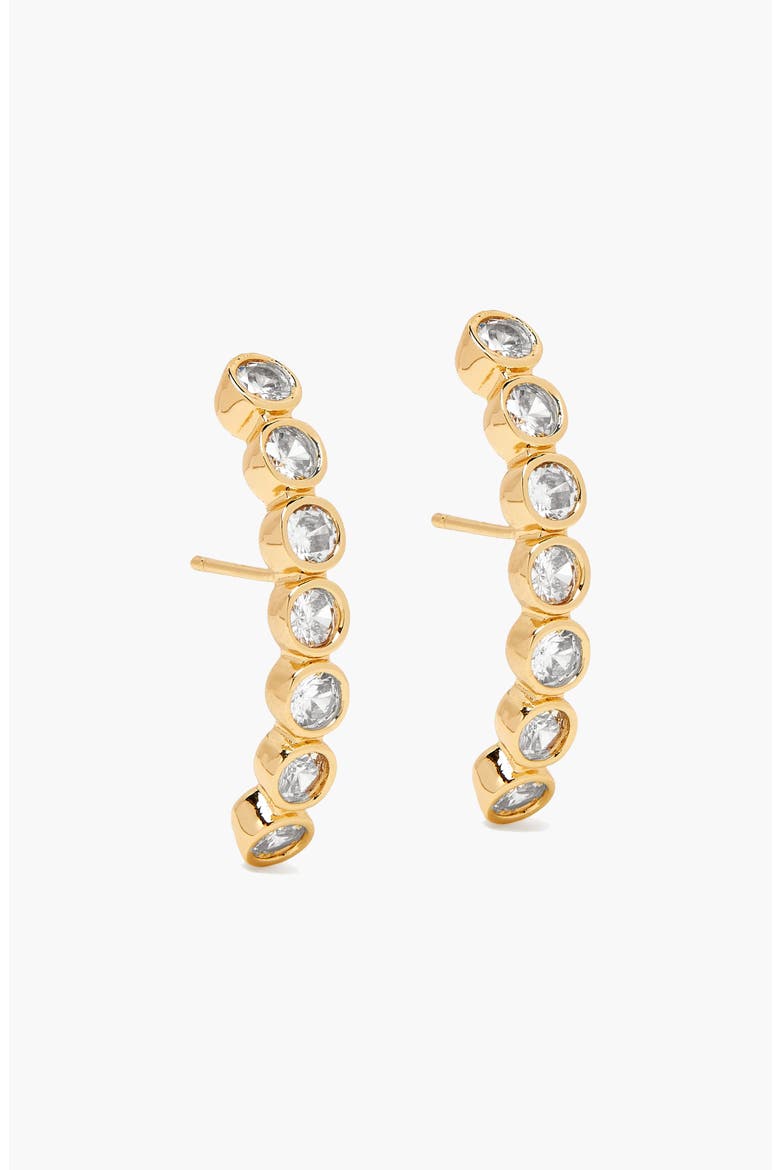 Averto Face On Stud Earrings, Alternate, color, Gold and Crystal