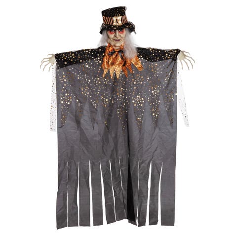 72 Inch Light Up & Sound Hanging Witch Halloween Figure