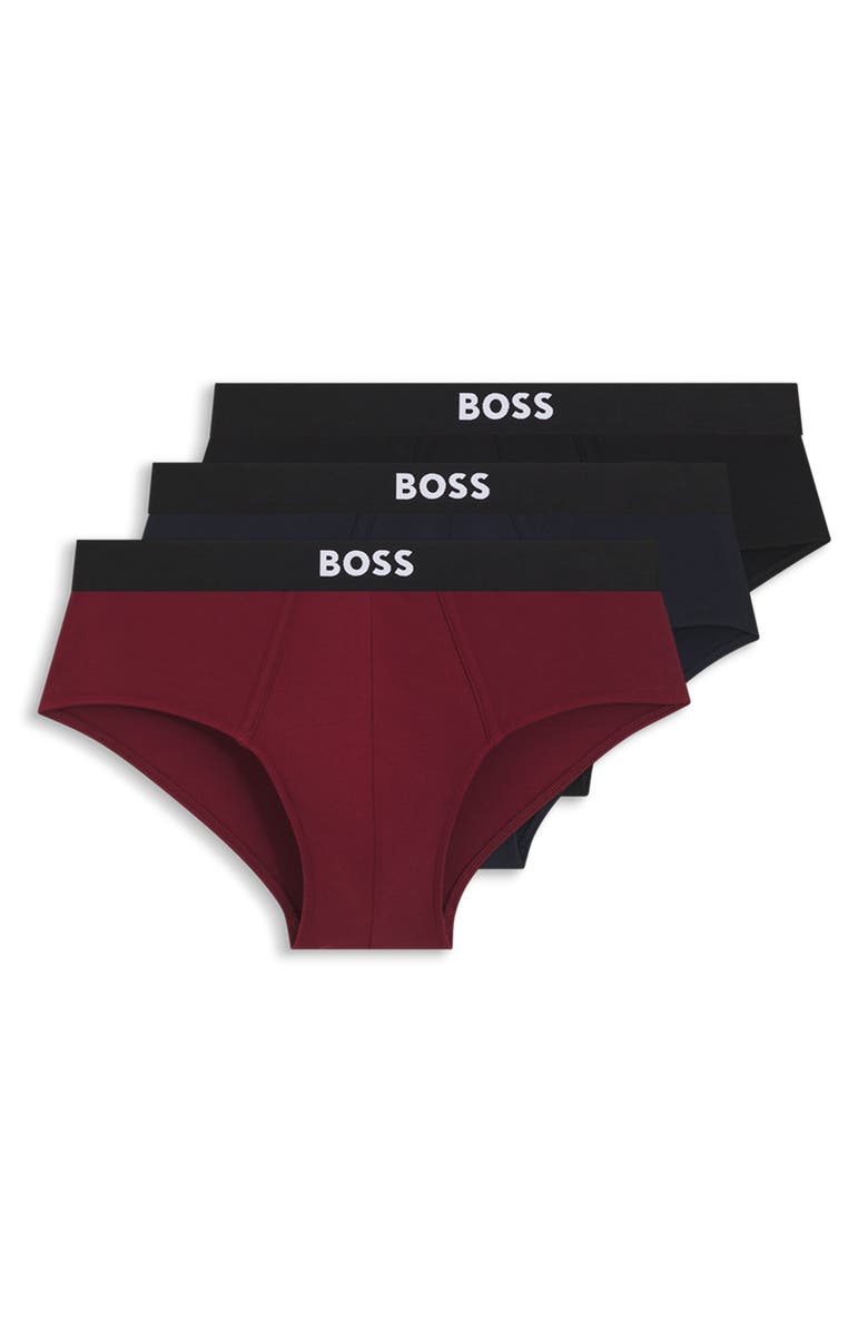 BOSS Assorted 3-Pack Power Stretch Cotton Briefs, Alternate, color, Black
