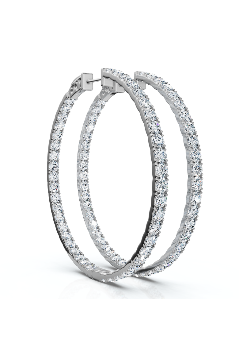 8.00CT 2" Diamond Inside Outside Hoops 14k Gold Lab Grown, Alternate, color, 14k White Gold
