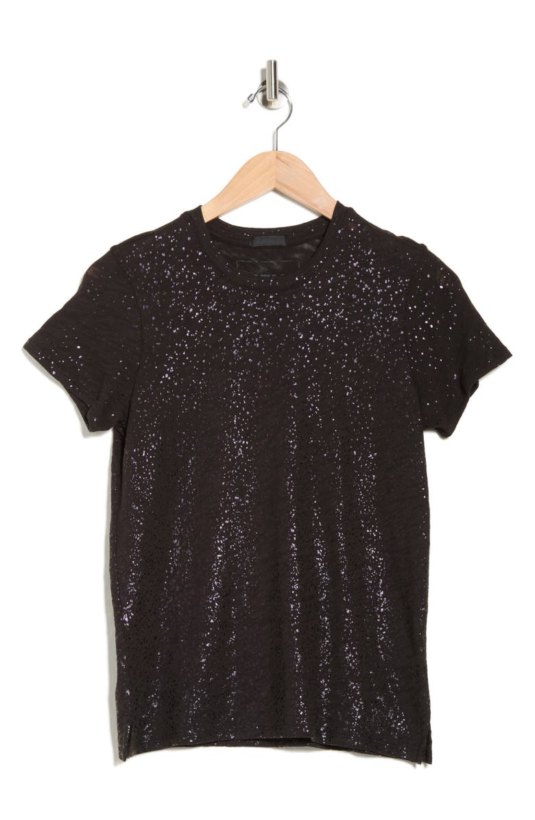 ATM Anthony Thomas Melillo Metallic Slub Cotton Jersey T-Shirt, Alternate, color, Black/ Black