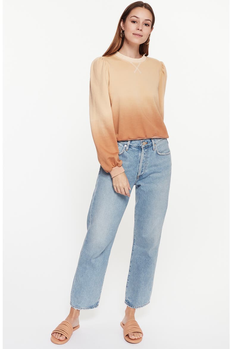 Roberta Puff Sleeve Sweatshirt, Alternate, color, TAWNY DIP DYE