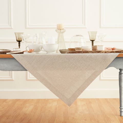 Linen Table Throw 52 x 52 Inch - Athena