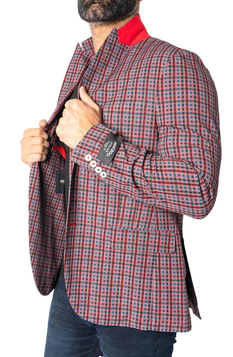 Maceoo Descartes Scottish Check Blazer, Alternate, color, Red