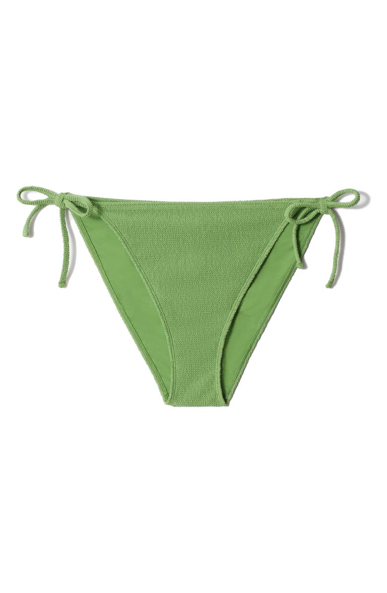 & Other Stories Textured Tie Side Bikini Bottoms, Alternate, color, Green Medium