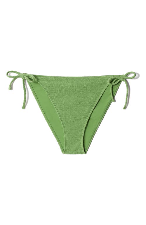 & Other Stories Textured Crinkle Side Tie Bikini Bottoms In Green