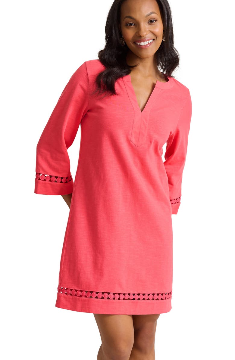 Tommy Bahama Sunset Harbor Long Sleeve Shift Dress, Alternate, color, Melon Berry