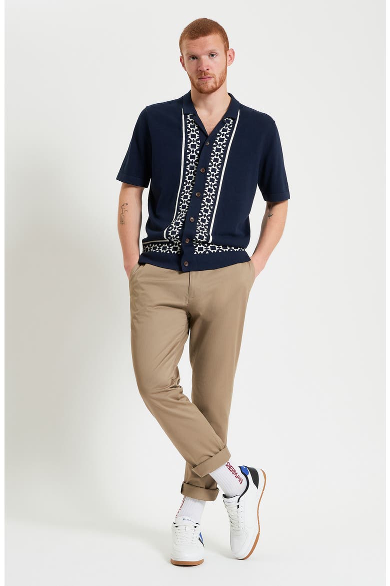 Border Resort Knit Camp Shirt, Alternate, color, DARK NAVY