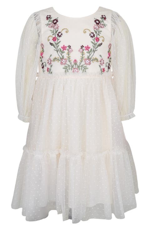Kids' Three Quarter Sleeve Embroidered Dress (Little Kid)