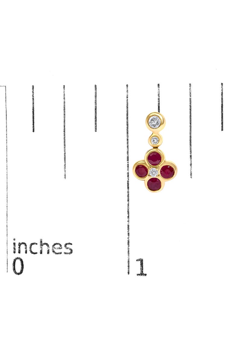 Haus of Brilliance 14K Yellow Gold 1/10 Cttw Diamond and Ruby Floral Dangle Earrings, Alternate, color, Yellow Gold