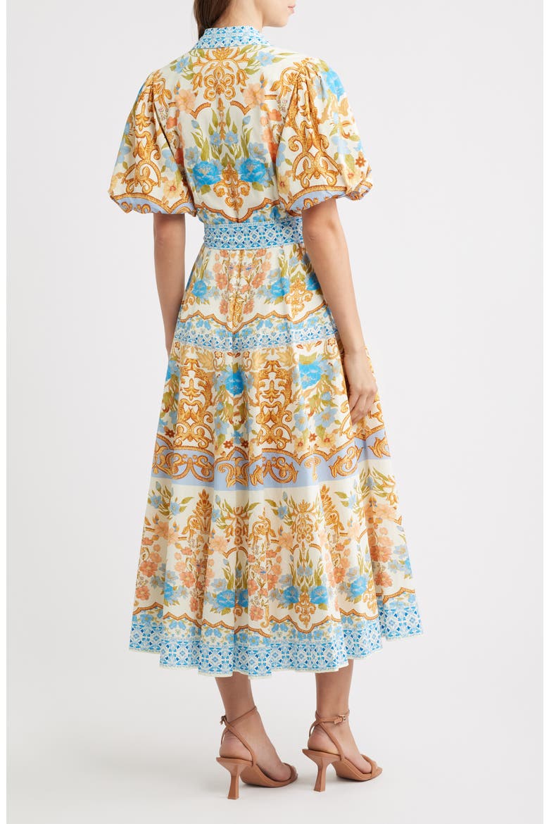Print Cotton Midi Dress, Alternate, color, IVORY