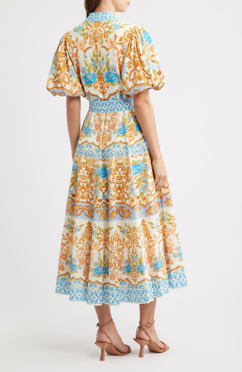 FLYING TOMATO Print Cotton Midi Dress, Alternate, color, Ivory