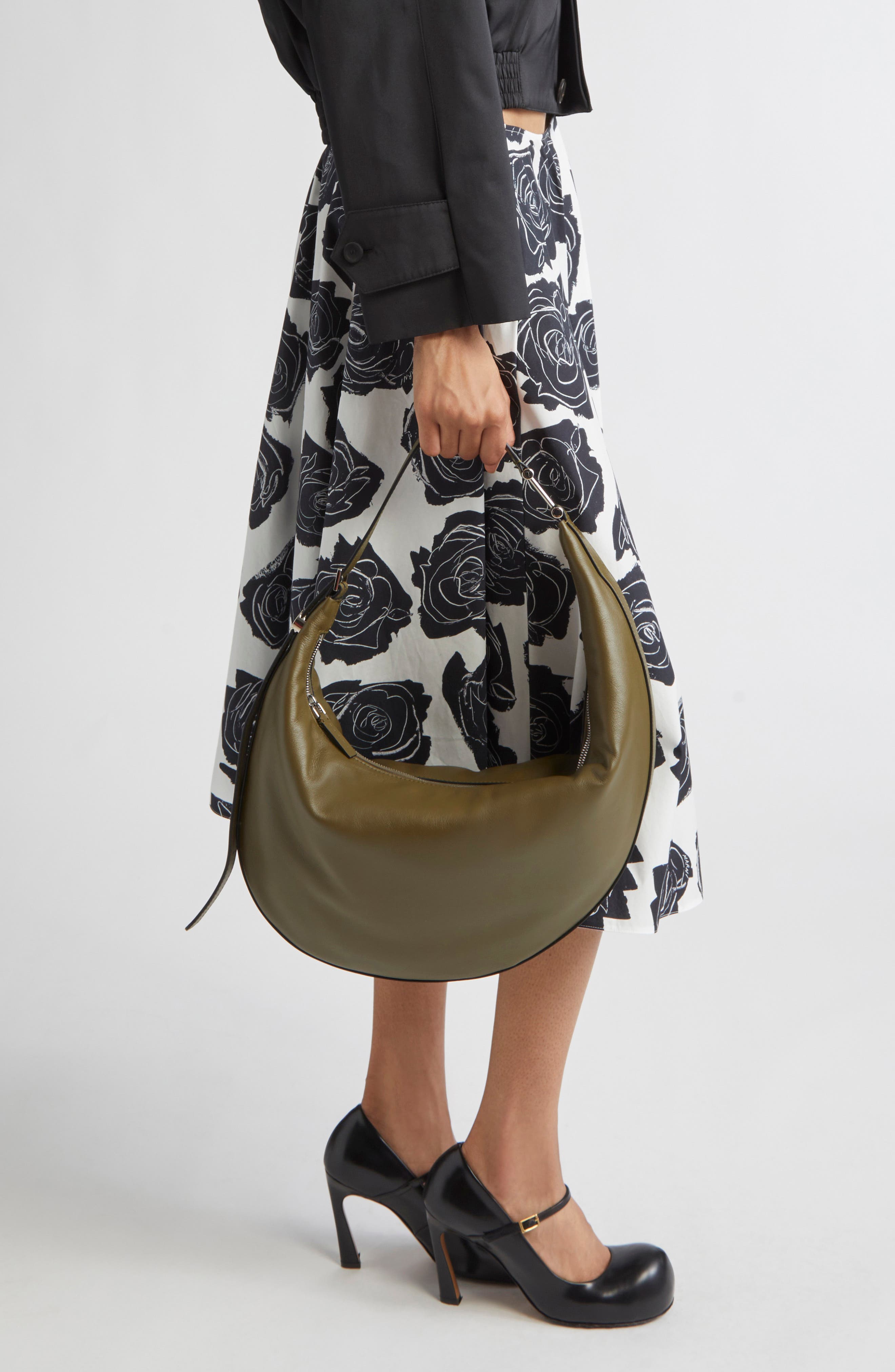 Small Dot Leather Hobo Bag, Alternate, color, 376 - SAGE