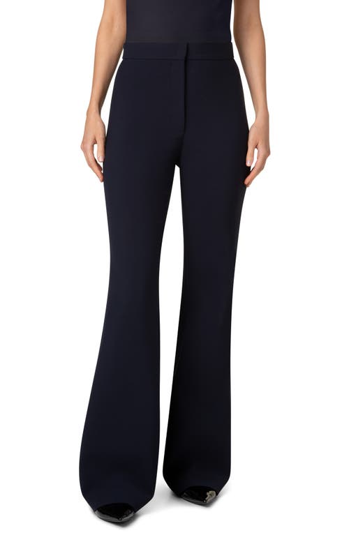 Akris Punto Courtney Stretch Pebble Crepe Bootcut Pants In Navy