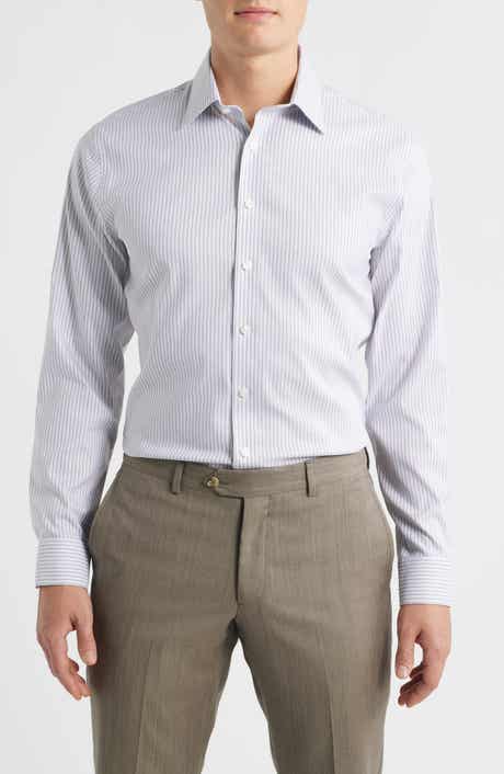 Trim Fit Stripe Premium Performance Twill Dress Shirt