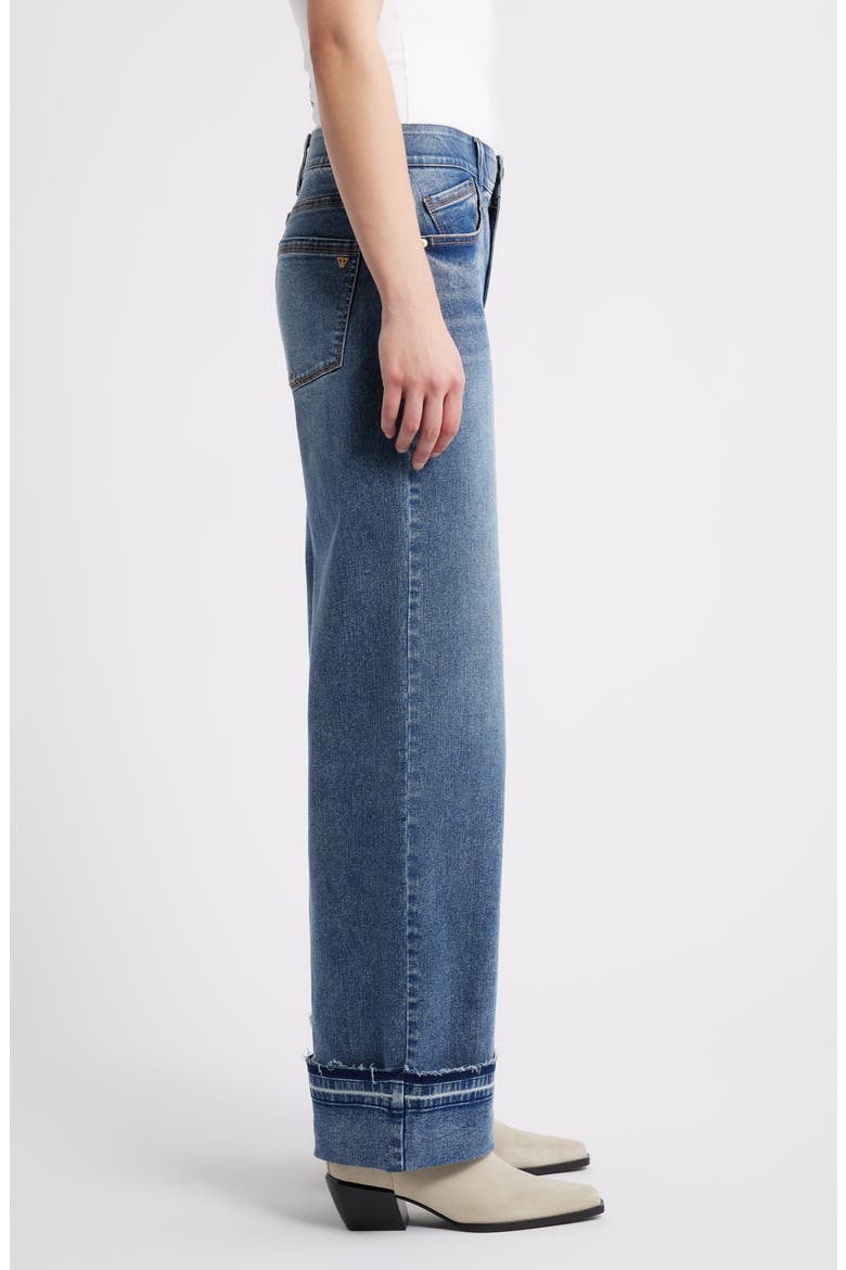 Sam High Waist Reversed Released Hem Wide Leg Jeans, Alternate, color, MID BLUE ARTISANAL