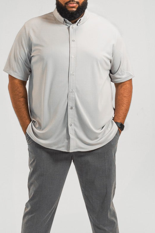 Regent Row Big And Tall Commuter Shirt Short Sleeve Button Down In Gray