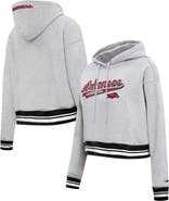 PRO STANDARD Women's Pro Standard Heather Gray Arkansas Razorbacks Script Tail Fleece Cropped Pullover Hoodie