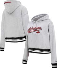 PRO STANDARD Women's Pro Standard Heather Gray Arkansas Razorbacks Script Tail Fleece Cropped Pullover Hoodie