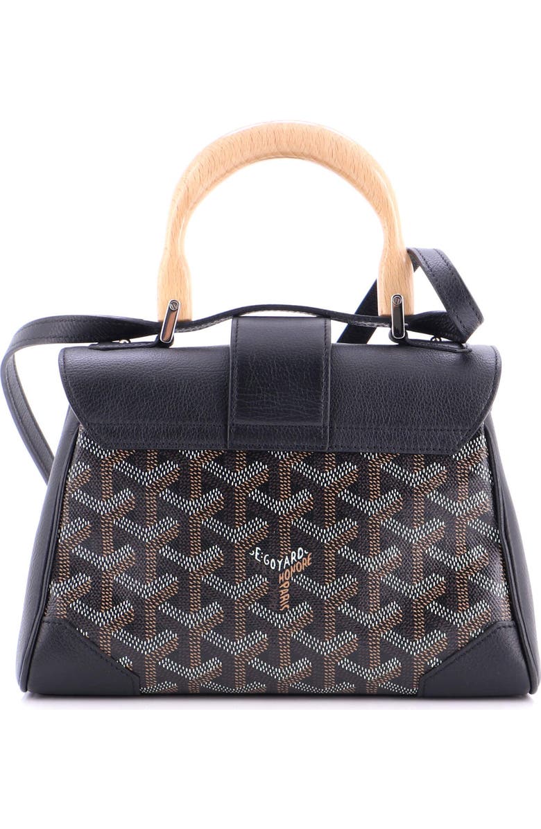 Pre-Owned Goyard Saigon Top Handle Bag Coated Canvas with Leather Mini, Alternate, color, Black