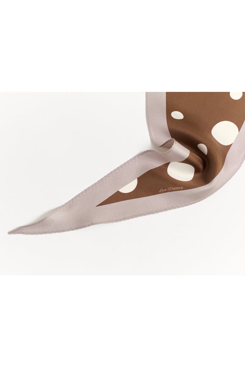 "Retro Polka" Silk Diamond Neckerchief, Alternate, color, Coffee