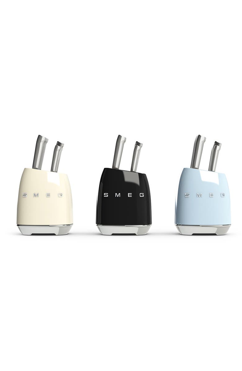 smeg Stainless Steel 6-Piece Knife Block Set, Alternate, color, Cream