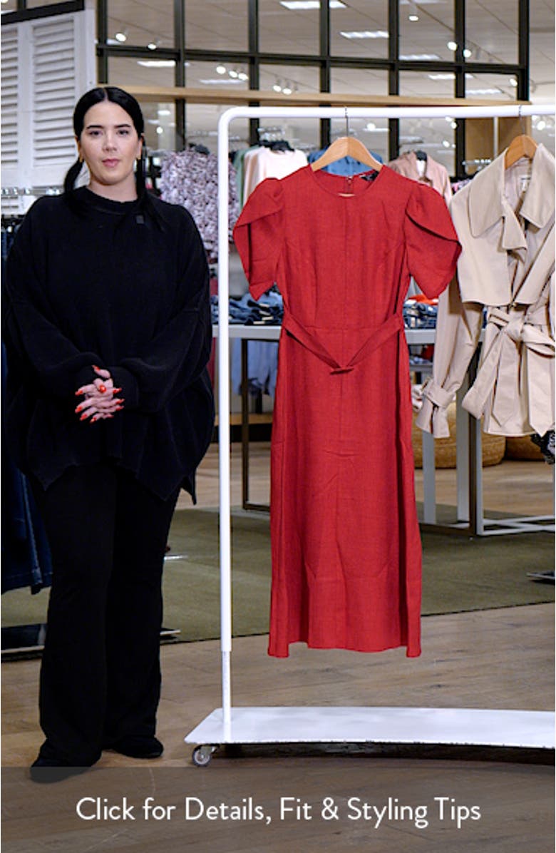 Tulip Sleeve Belted Midi Dress, sales video thumbnail