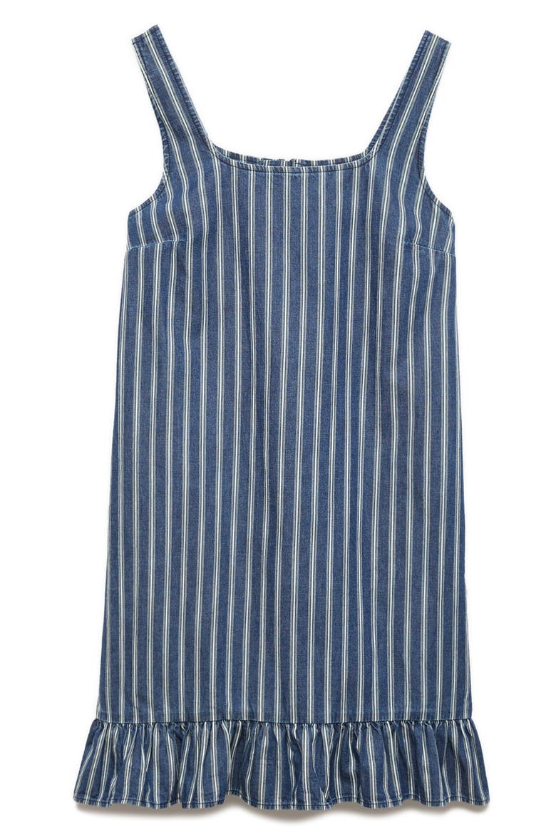 Ruffle Denim Mini Sundress, Main, color, DENIM BLUE