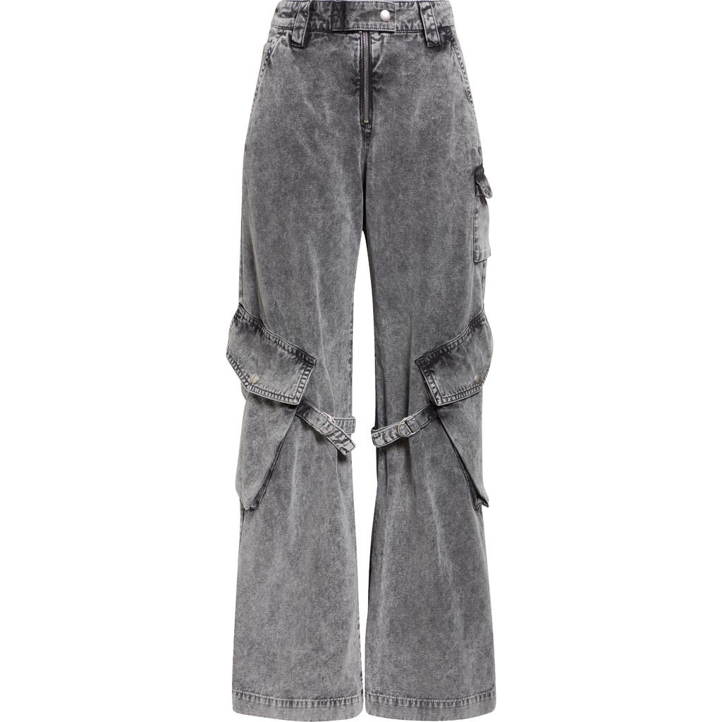 Acne Studios Mid-rise Cotton Canvas Cargo Pants In Washed Anthracite Dbh