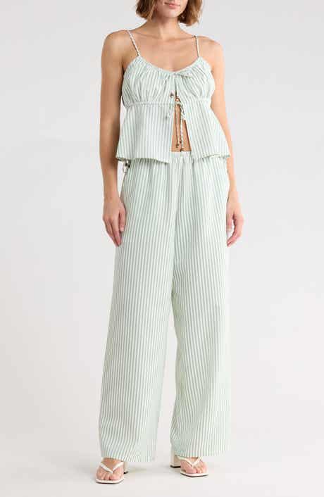 Madden Girl Stripe Double Tie Crop Camisole & Pants Set