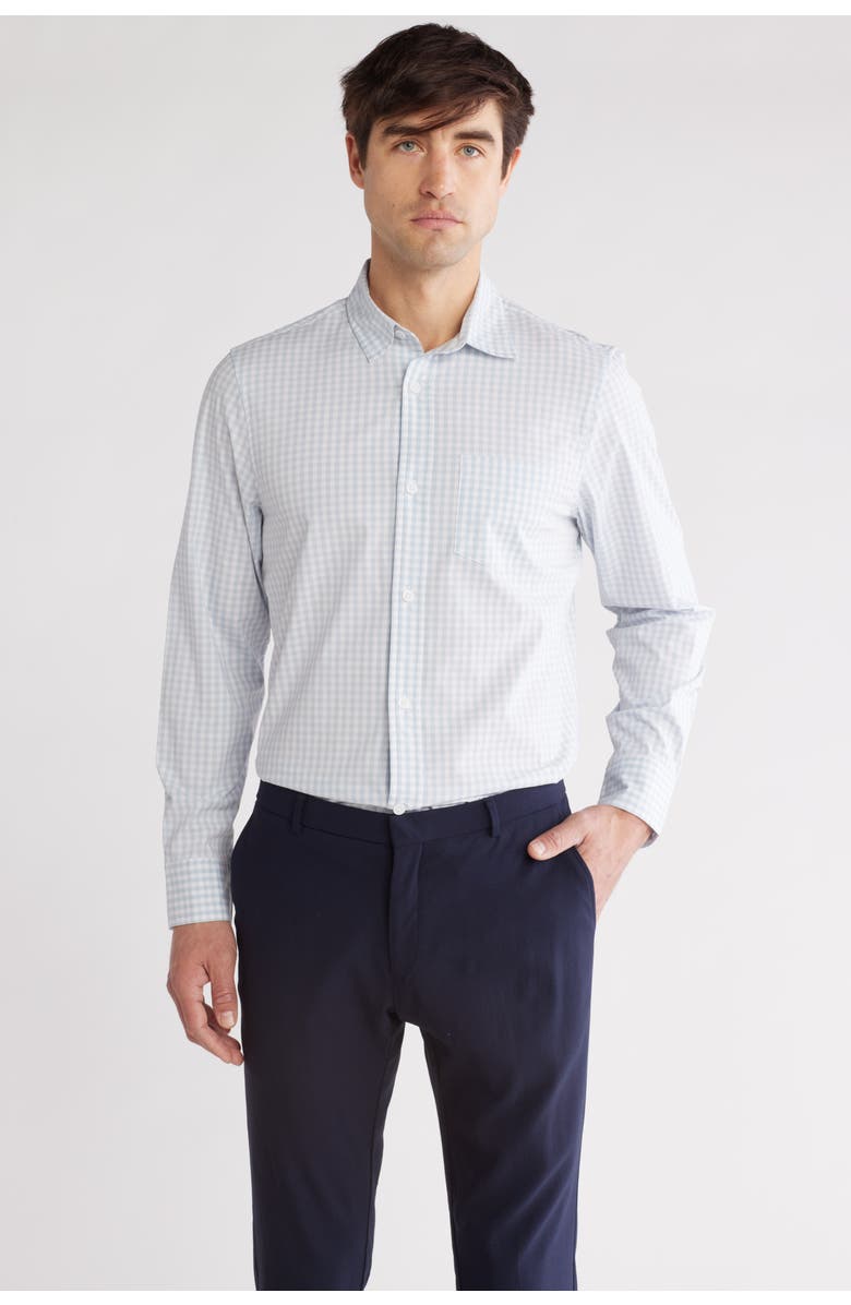 14th & Union Gingham Stretch Cotton Poplin Button-Up Shirt, Main, color, Blue Sky Gingham