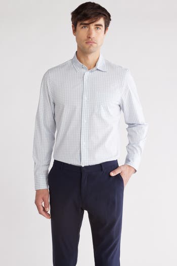 14th & Union Gingham Stretch Cotton Poplin Button-up Shirt In Blue Sky Gingham