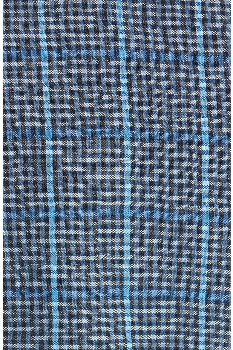Plaid Puff Sleeve Wool & Linen Blazer, Alternate, color, BLUE GLEN CHECK