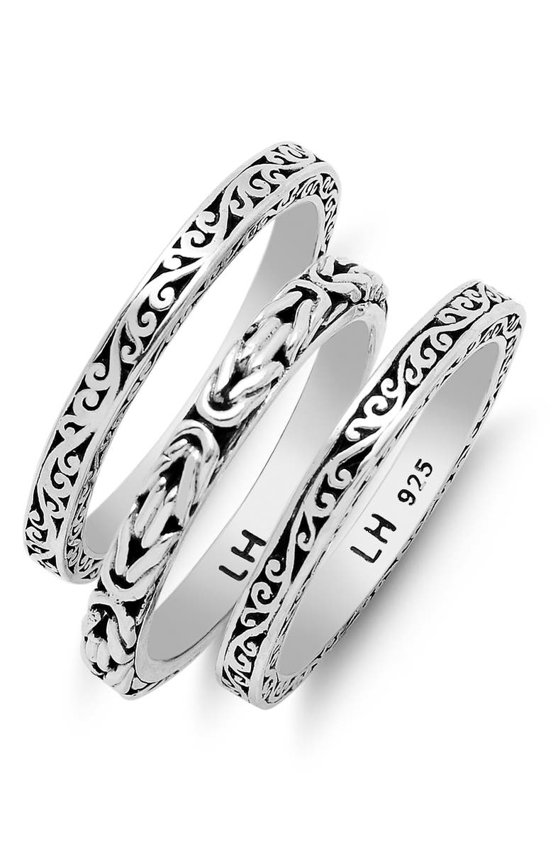 Lois Hill Woven Scroll Set of 3 Stacking Rings, Main, color,