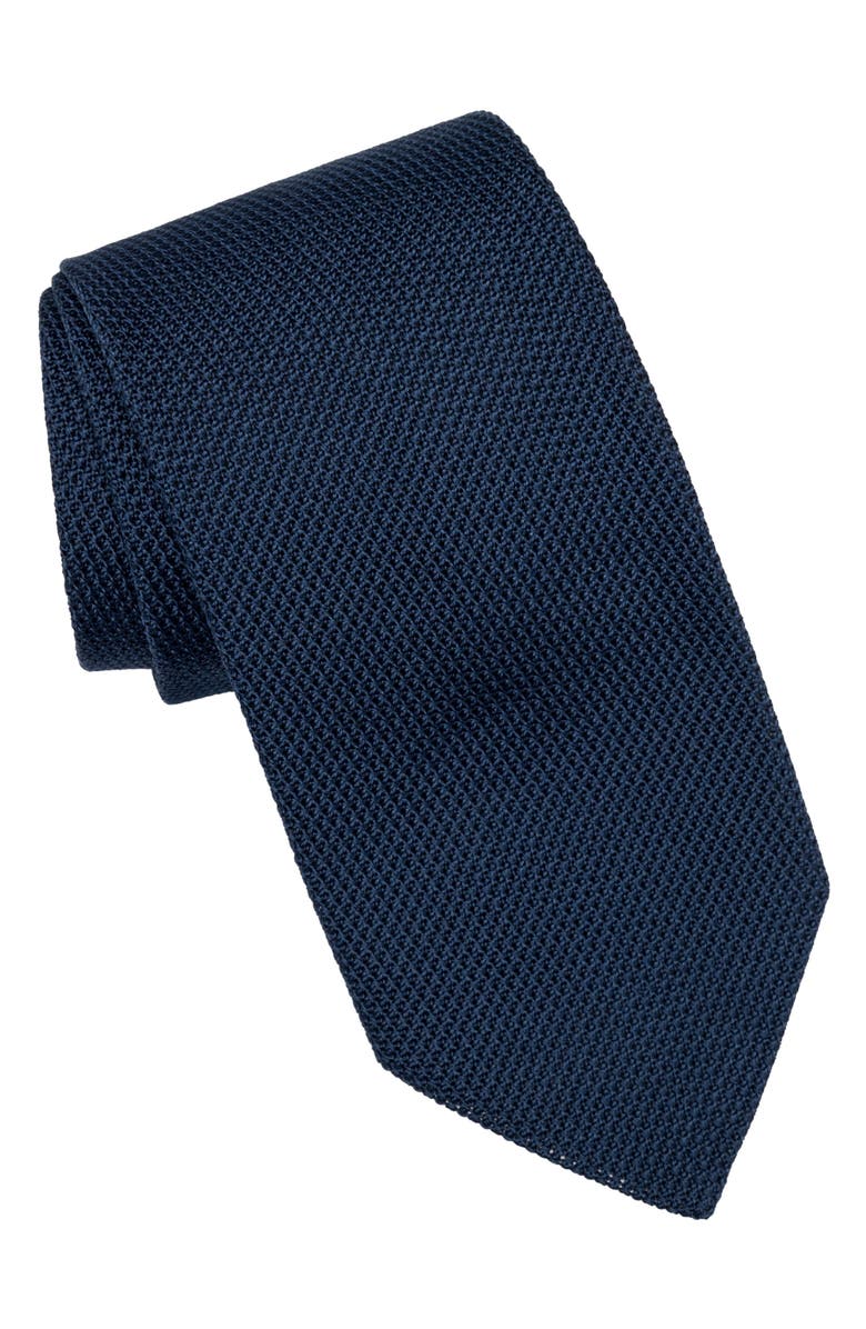 Elizabetta Marino - Silk Grenadine Tie for Men, Main, color, Navy Blue