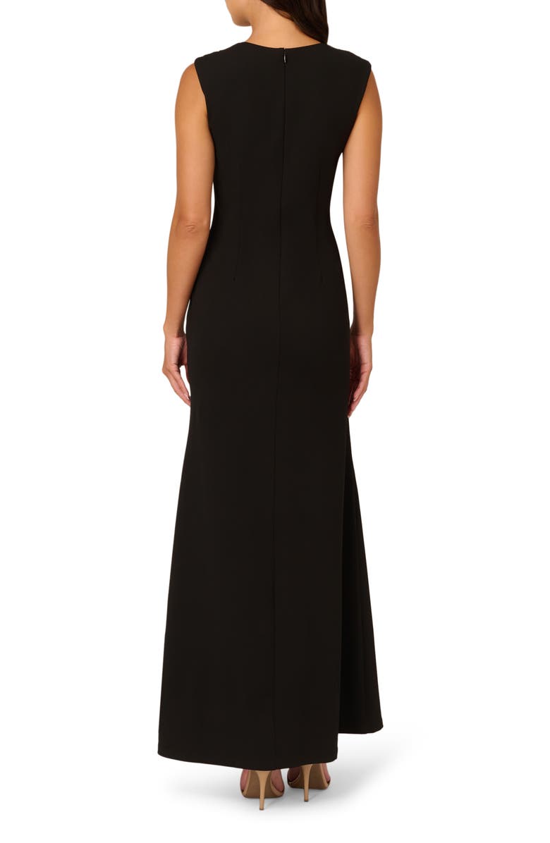 Adrianna Papell Floral Bead Detail Sleeveless Crepe Mermaid Gown, Alternate, color, Black