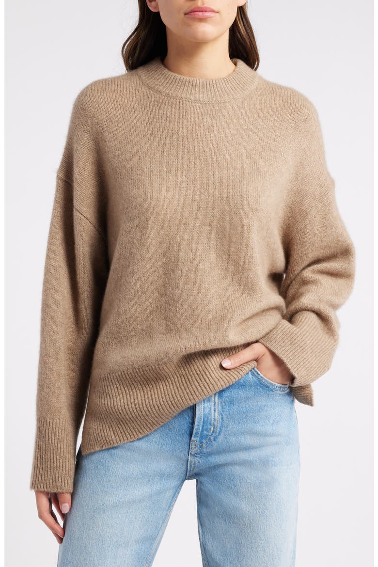 Miranda Crewneck Cashmere & Silk Sweater, Main, color, OATMEAL