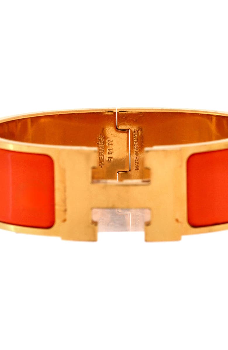 Pre-Owned Hermes Clic H Bracelet Enamel Wide, Alternate, color, Orange