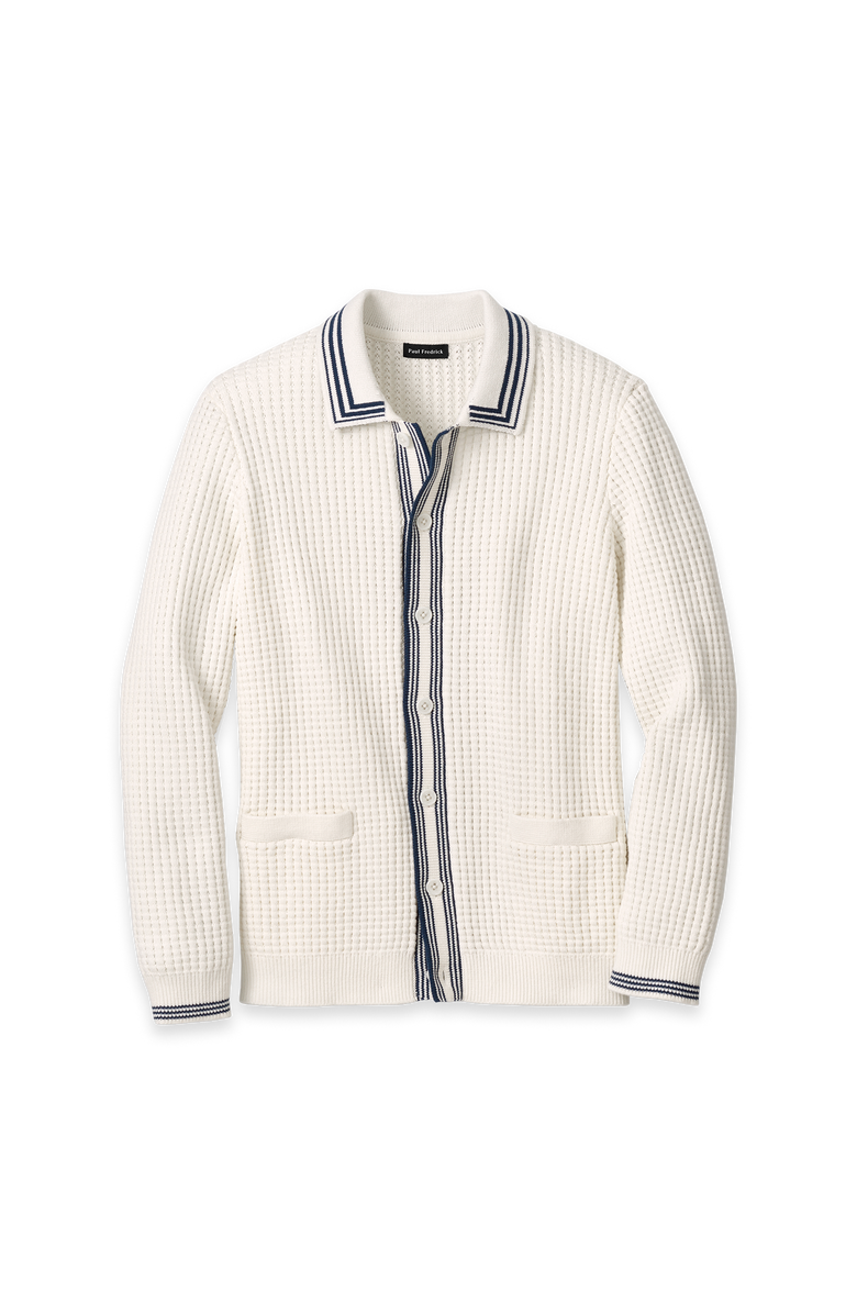 Paul Fredrick Cotton Button Front Polo, Main, color, Ivory