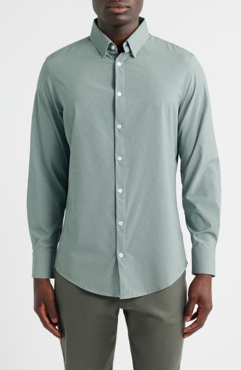 Leeward No Tuck Trim Fit Performance Button-Up Shirt
