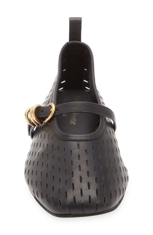 Rag & Bone Black Spire Perforated Leather Mary Jane Ballerina Flats In Black Perforated
