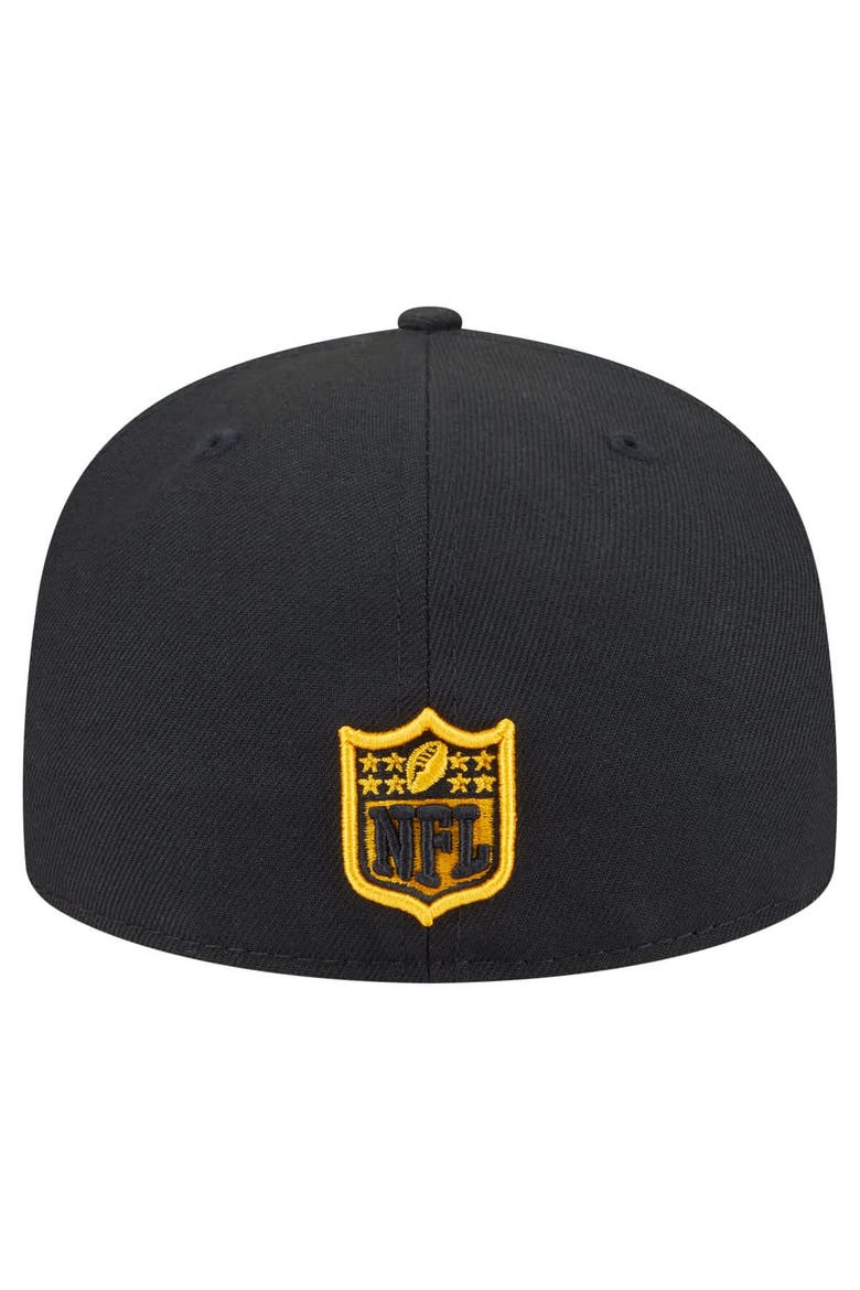 Men's New Era Black Pittsburgh Steelers  Oversized 59FIFTY Fitted Hat, Alternate, color, Black