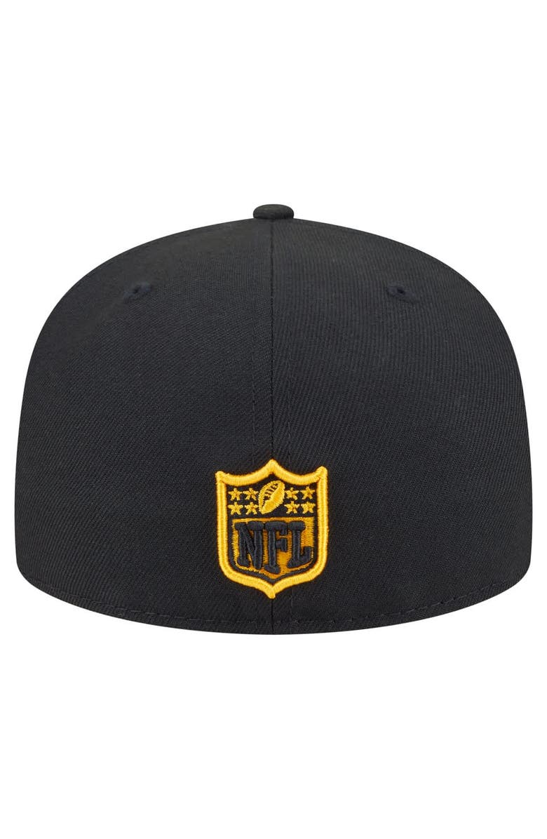 New Era Men's New Era Black Pittsburgh Steelers  Oversized 59FIFTY Fitted Hat, Alternate, color, Black