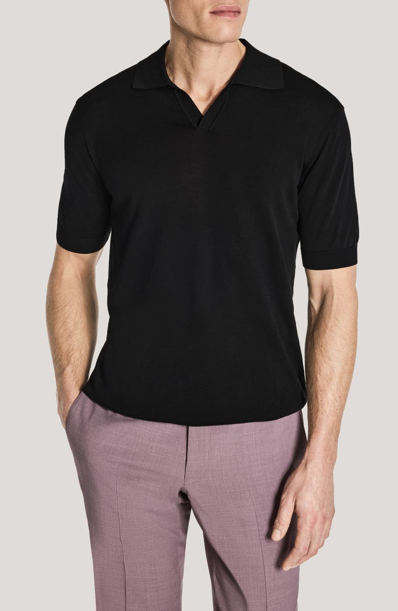 Jack Victor Johnny Collar Polo, Main, color, Black
