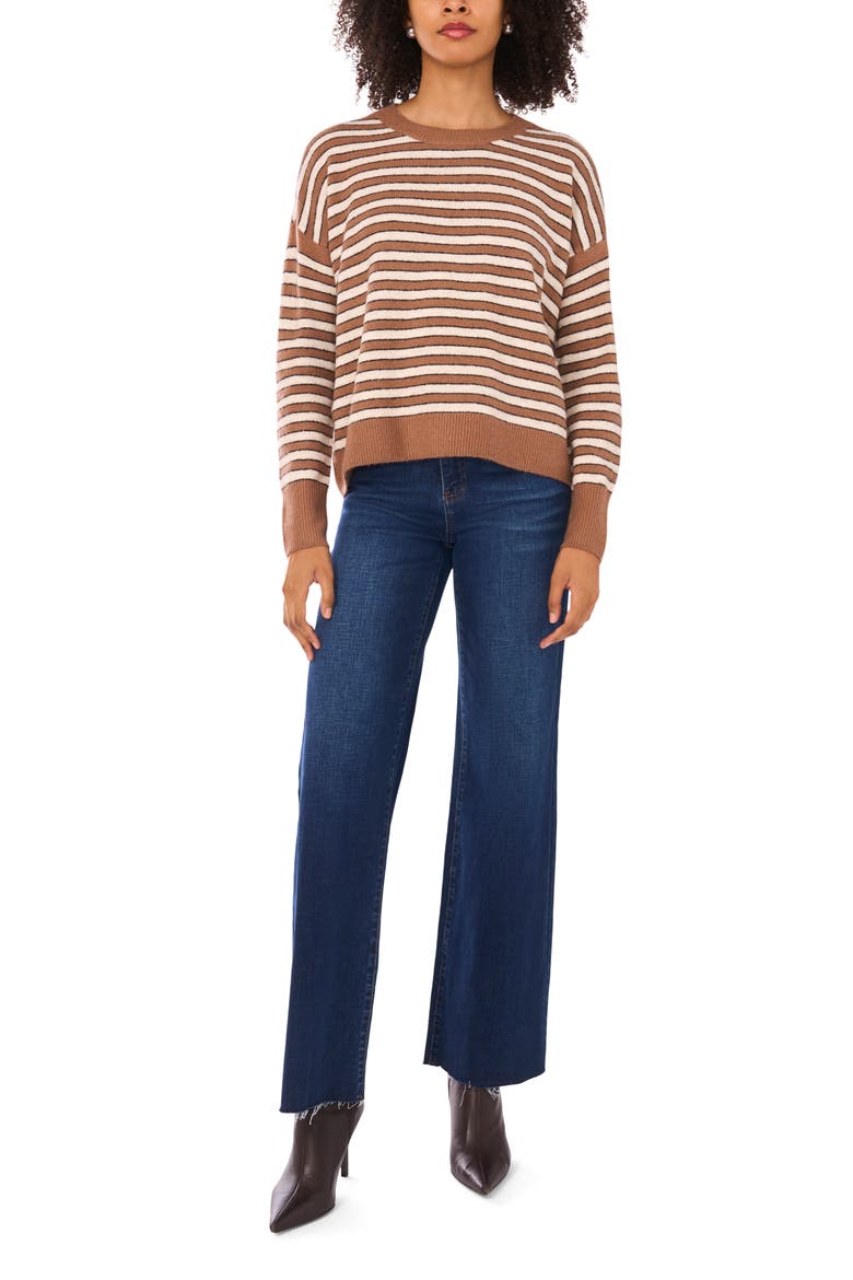 Stripe Crewneck Sweater, Alternate, color, COCOA