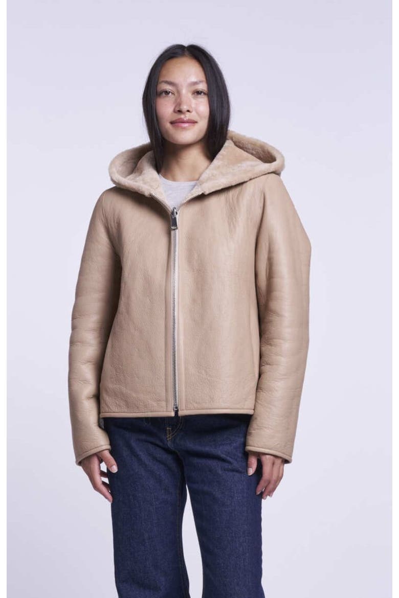 Cropped Shearling Jacket, Alternate, color, BEIGE