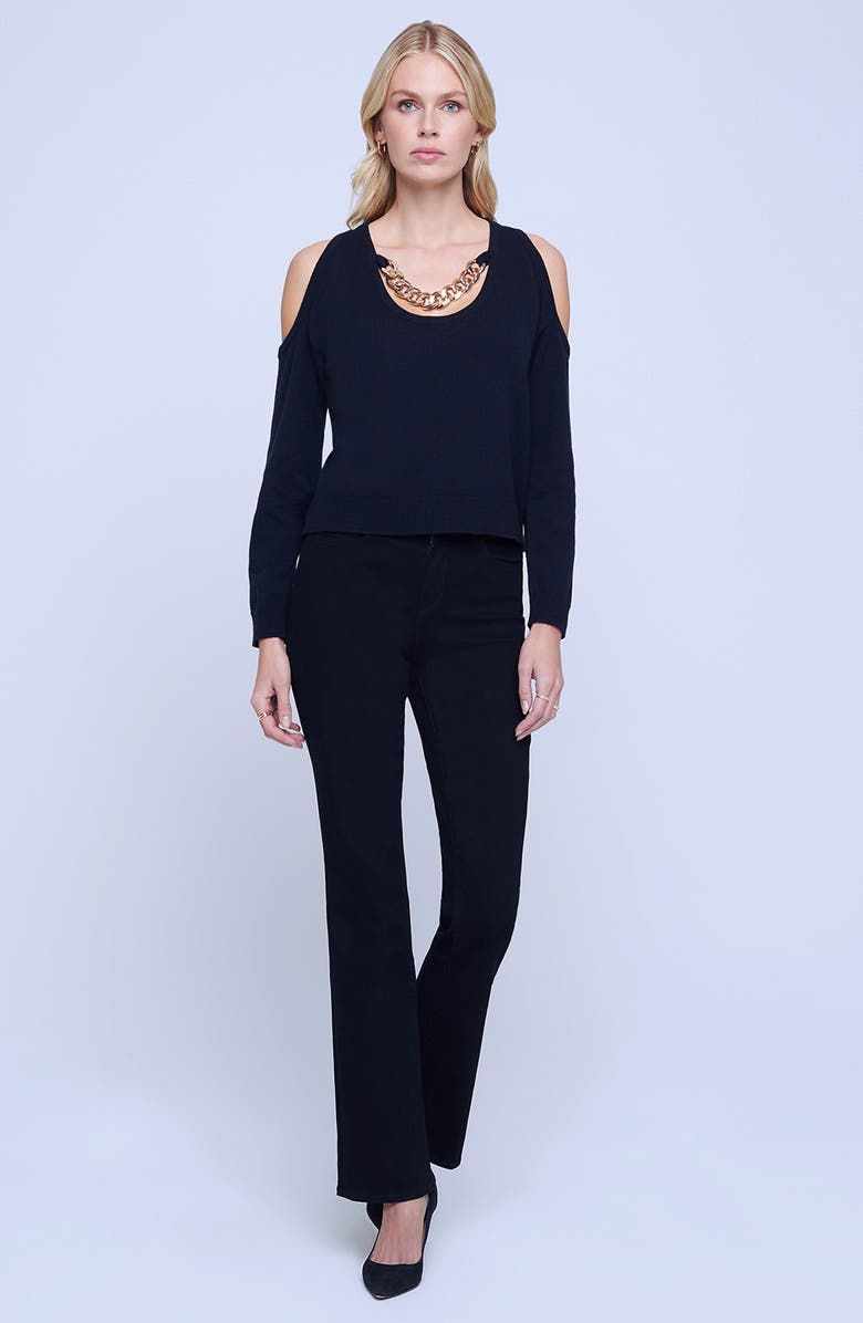 L'AGENCE Indy Chain Cold Shoulder Pullover, Alternate, color, Black