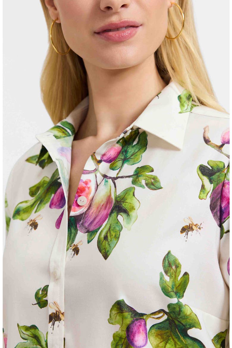Hampton Figs Print Stretch Cotton Button-Up Shirt, Alternate, color, IVORY/ MULTI