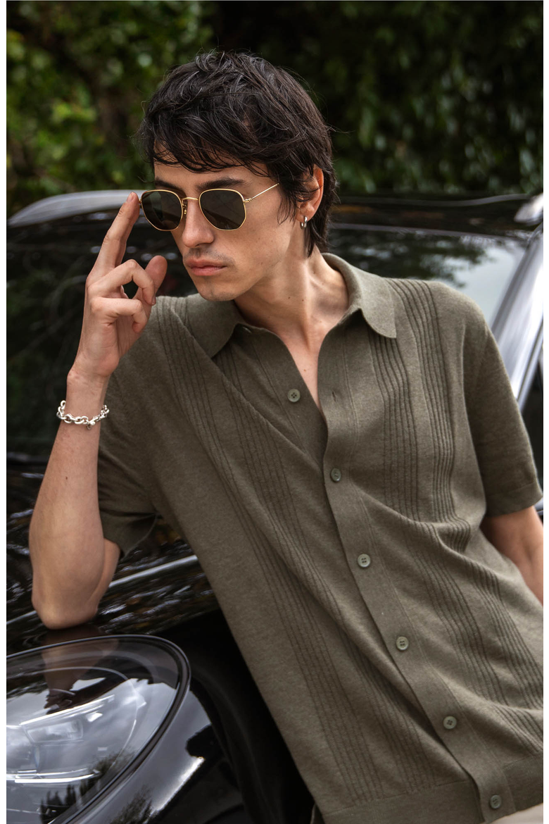 Nico Hexagonal German Stainless Steel Sunglasses, Alternate, color, Gold