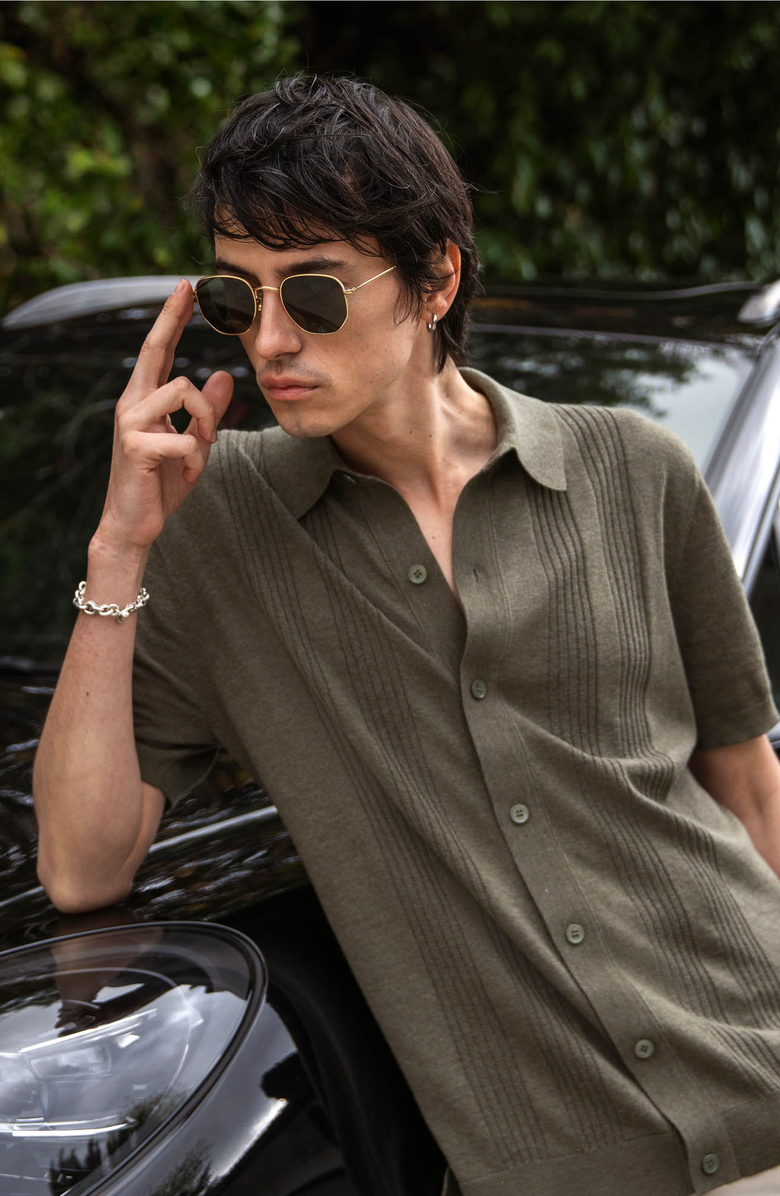 Italic Nico Hexagonal German Stainless Steel Sunglasses, Alternate, color, Gold